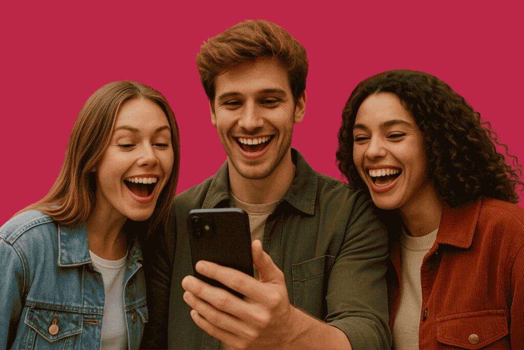 un gruppo di ragazzi acquista comodamente da smartphone