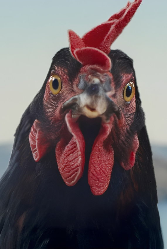 un primo piano della gallina protagonista